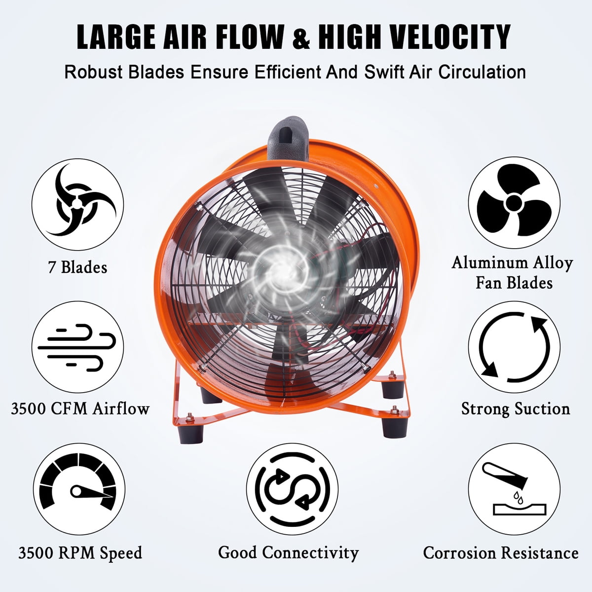 Faitaliicy Portable Exhaust Fan Utility Blower Extractor Fan With Duct Heavy Duty Blower Fan High Velocity Low Noise Extraction And Ventilation Fan For Paint Booth Ventilating Workshops Confined Space