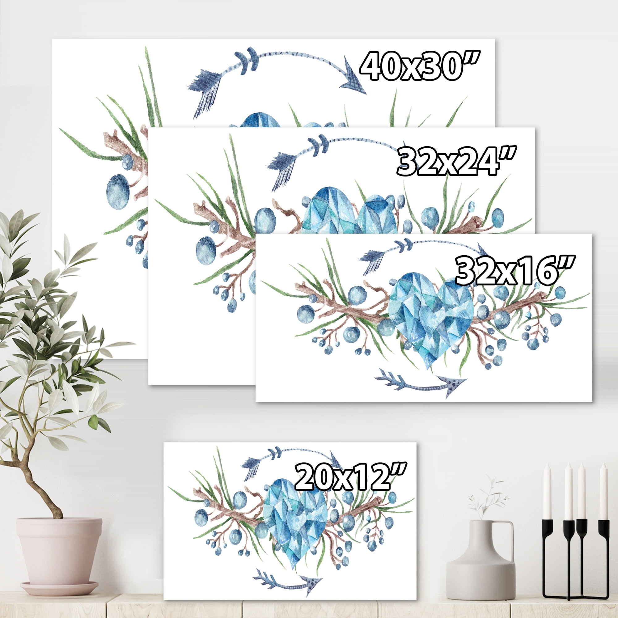 Designart ' Fresh Tribal Vignette Wild Forest Wreath Design On White II ' Traditional Canvas Wall Art Print
