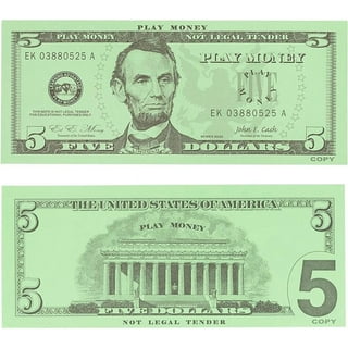Ruvince Prop Money Copy 5 Dollar Full Print 2 Sides Realistic for