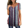 thumbnail image 2 of IROINNID Women's V-Neck Tunic Short Sleeve Patriotic Button-down Meat Covered Women Tops Independence Day, 2 of 5