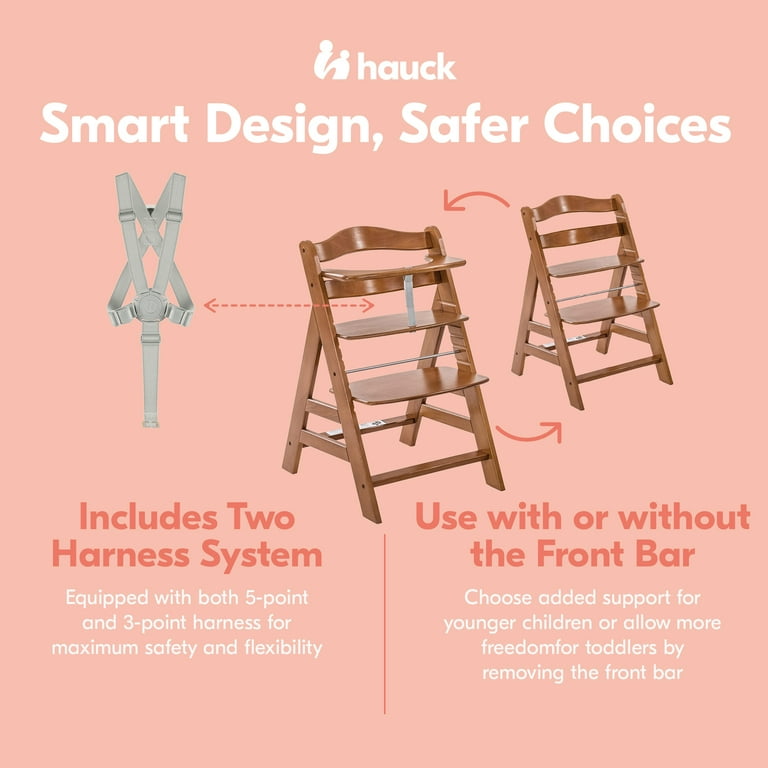 hauck Alpha+ Adjustable Wooden Highchair, Beechwood, Walnut, 6 Months+ -  Walmart.com