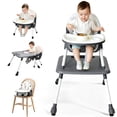 thumbnail image 1 of Juego de Mesa y Silla para Niños 3 En 1, Asiento Elevador Convertible para Comer con Respaldo Ajustable en 3 Posiciones, Bandeja Extraíble, Ruedas Giratorias de 360 Grados, 64 * 75 * 97cm (Gris), 1 of 9