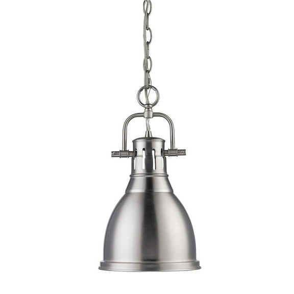 1 Light Small Pendant with Chain in Classic Style 16.5 inches High By 8.875 inches Wide-Pewter Finish-Pewter Shade Color Bailey Street Home