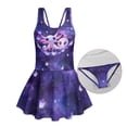 thumbnail image 6 of Uourmeti Galaxy Cartoon Axolotl & Octopus Print Girls Skirted One Piece Swimsuit - Quick Dry Stretchy Swim Dress for Beach Pool & Vacation, 6 of 8