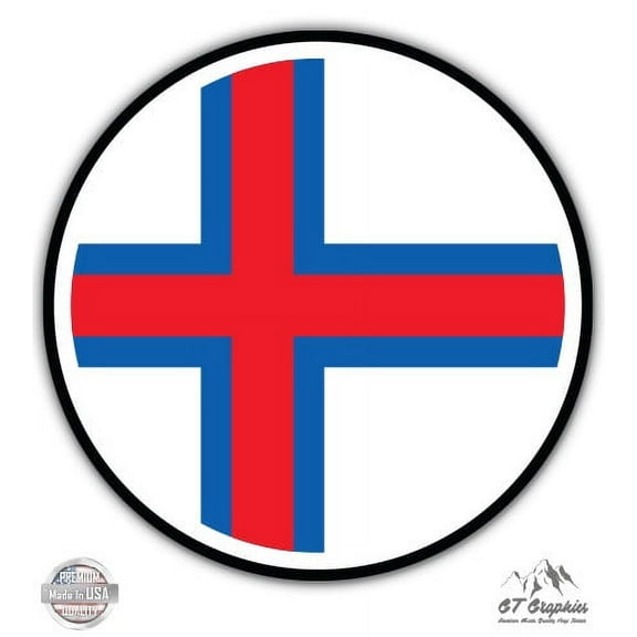 Faroe Islands Flag - 3" Vinyl Sticker - For Car Laptop I-Pad Phone Helmet Hard Hat - Waterproof Decal