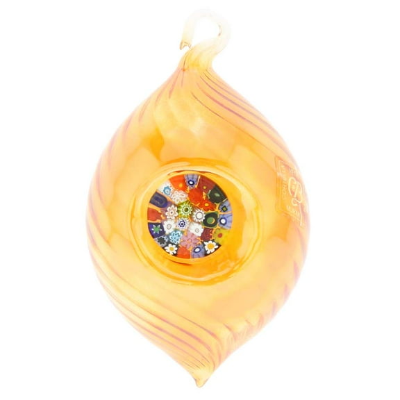 GlassOfVenice Murano Glass Millefiori Christmas Ornament - Golden Brown