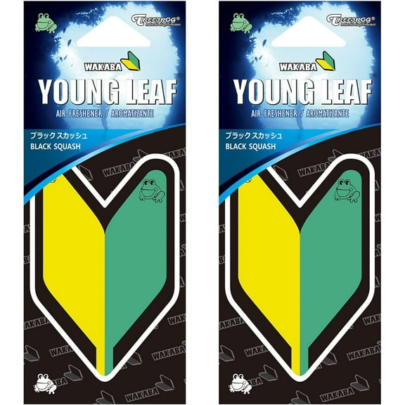 2 Pack Treefrog Wakaba Young Leaf Japanese Air Freshener Black Squash JDM Car Auto