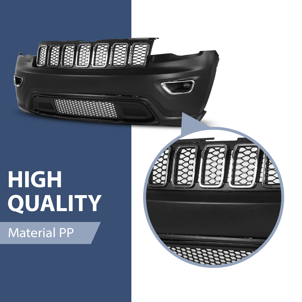 Primered Front Upper Bumper Cover For 2014-2015 Jeep Grand Cherokee W/ Park Assist