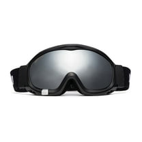 JUST GO Ski Goggles for Skiing Motorcycling and Winter Sports Dual-Layer Anti-Fog 100% UV Protection lens Snowboard Goggles fit Men, Women and Youth, Black Frame/ Silver Lens (VTL 12.8%)