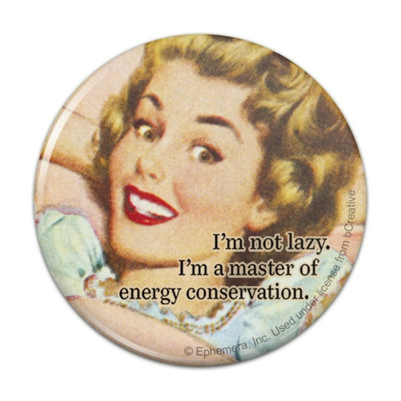 I'm not Lazy Master of Energy Conservation Funny Humor Pinback Button Pin