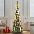 thumbnail image 2 of 6ft Pre-Lit Pop-Up Christmas Tree – Collapsible Holiday Tree with LED Lights and Metal Stand, Indoor Outdoor Decoration, 2 of 5