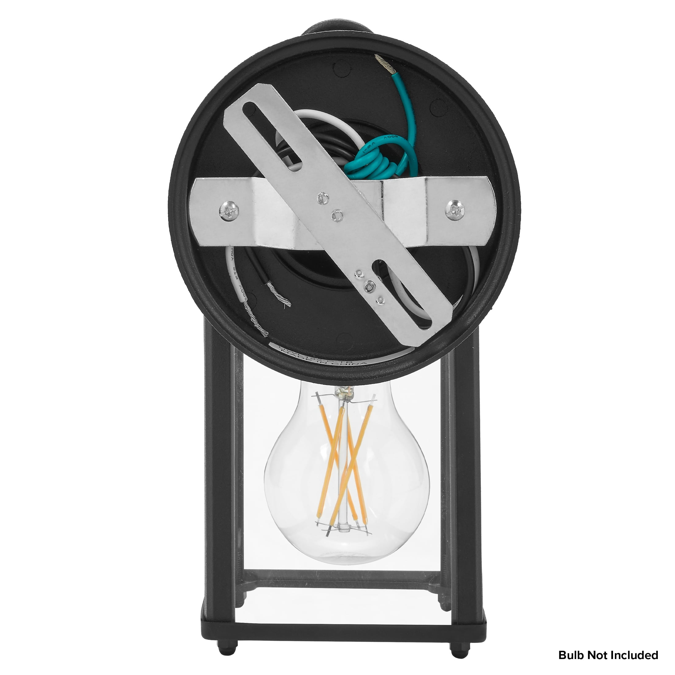 Maxxima Porch Lantern Outdoor Wall Light, Black w/ Clear Glass, Exterior Sconce Light, E26 Socket, Bulb Not Included