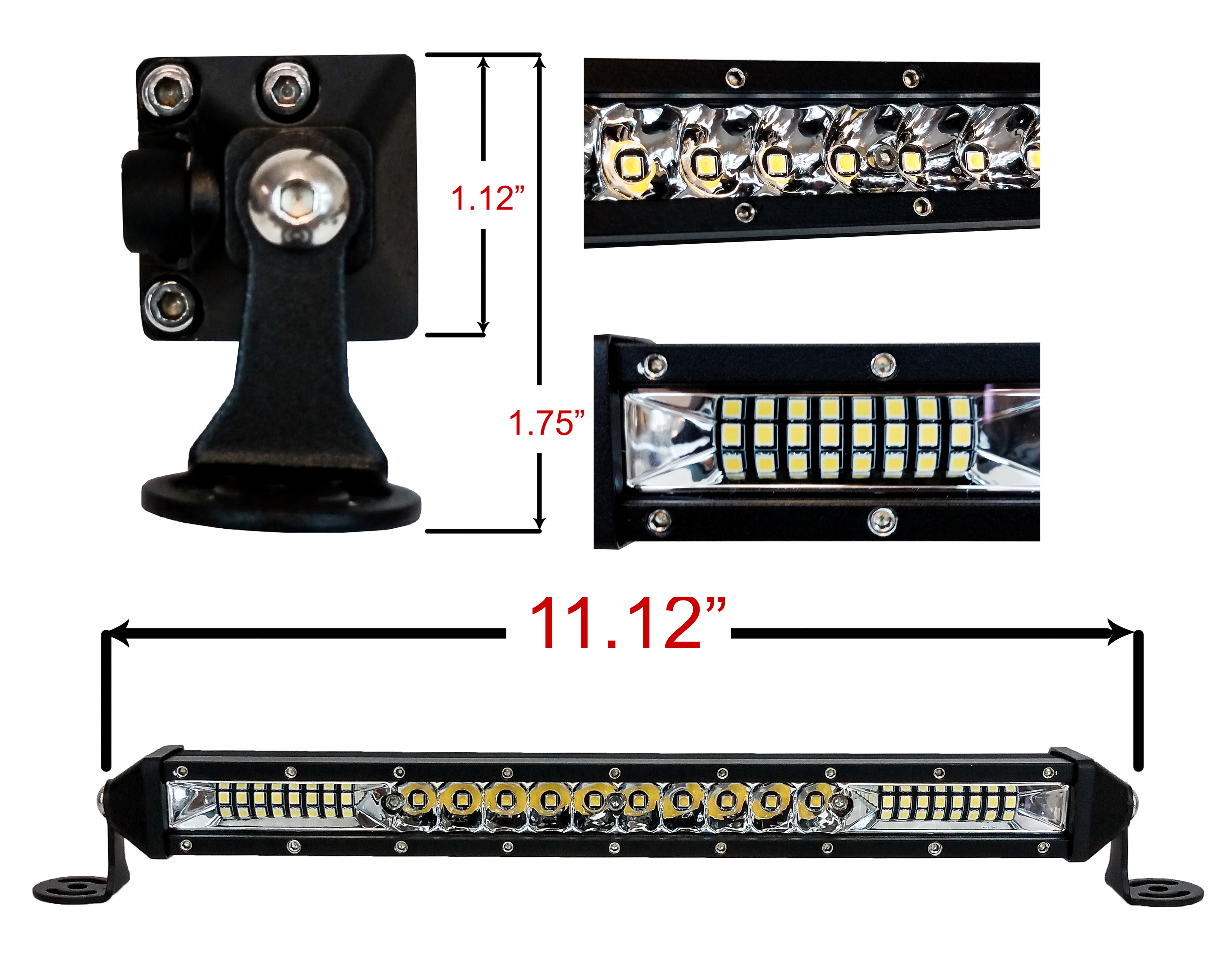 M-Series Ultra Slim High Output Osram LED Mini light bar (10 inch, Amber &  White LED)