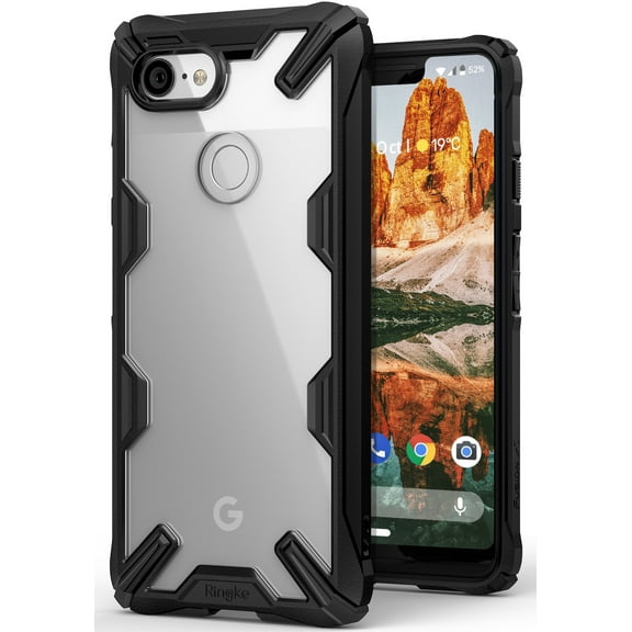 Ringke for Google Pixel 3 XL [Fusion-X] Heavy Duty Lightweight Transparent Hard Back Shockproof Advanced Bumper Case - Black