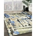 thumbnail image 3 of Ahgly Company Machine Washable Indoor Square Industrial Modern Tan Brown Gold Area Rugs, 6' Square, 3 of 7