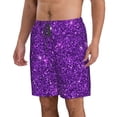 thumbnail image 2 of Kll Purple Glitter Men'S Casual Summer Beach Shorts Hawaiian Shorts With Pockets-X-Large, 2 of 9