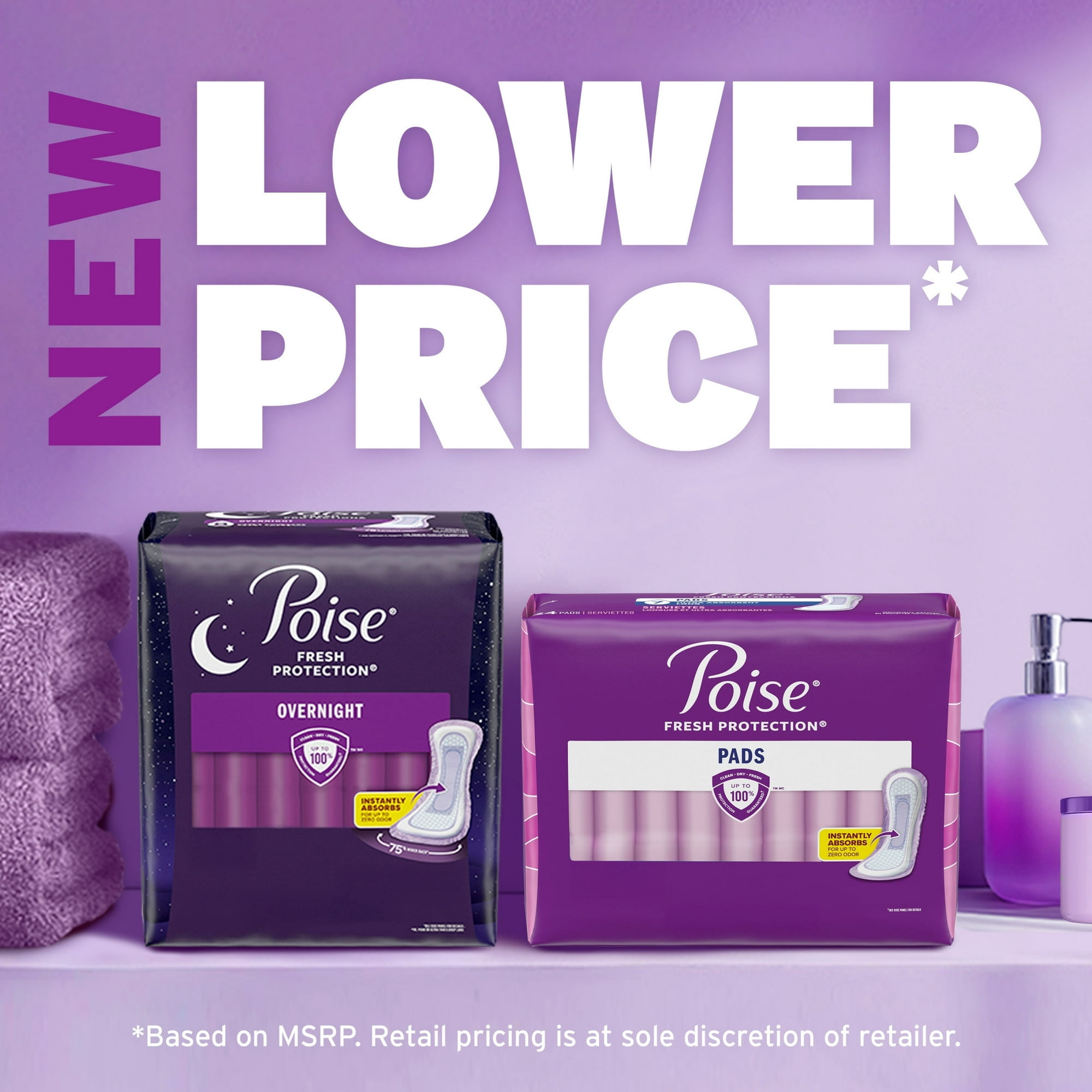 (2 pack) Poise Incontinence & Postpartum Pads for Bladder Leaks, 7 Drop Ultra Absorbency, Long Length, 39 Count