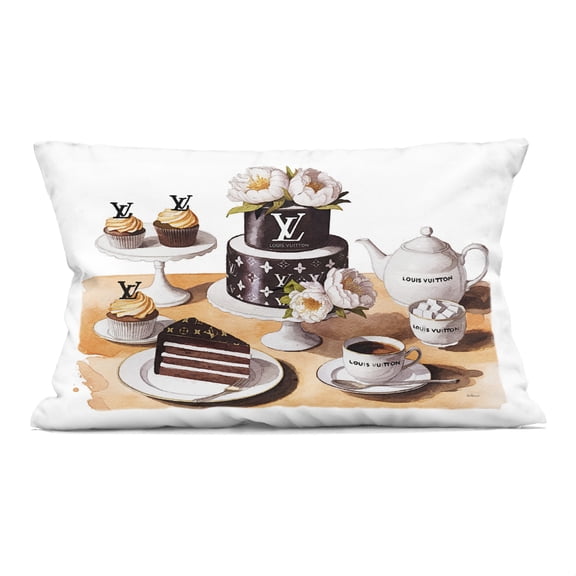 Stupell Industries Glam Brand Dessert Spread Decorative Printed Throw Pillow design by Amanda Greenwood, 14 x 7 x 20