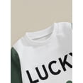 thumbnail image 6 of Bslissey Baby Girls Casual Footless Jumpsuit Long Sleeve Letter Four Leaf Clover Print Rompers 3M 6M 12M 18M Newborn Infant Crew Neck Bodysuit for Ireland Festival, 6 of 8