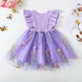 thumbnail image 4 of Toddler Baby Girls Summer Princess Mesh Dress Kids Flower Embroidery Fly Sleeve Bowknot Tulle Tutu Dress Birthday Party Dresses, 4 of 7