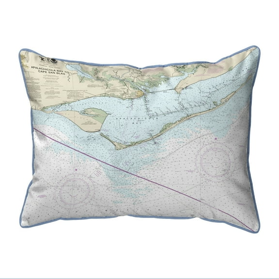 Betsy Drake HJ11401 St George Island, FL Nautical Map Large Corded Indoor & Outdoor Pillow - 16 x 20 in.