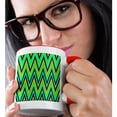thumbnail image 2 of 3drose, Chevron Design in Green Yellow Pink Zigzags, 15oz Two-tone Red Mug, 2 of 6