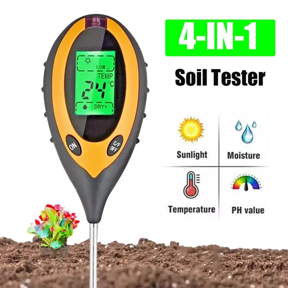 PURELY- 4 In 1 Digital Soil Ph Tester Moisture Meter Test Kits Fits Garden Plant Lawns