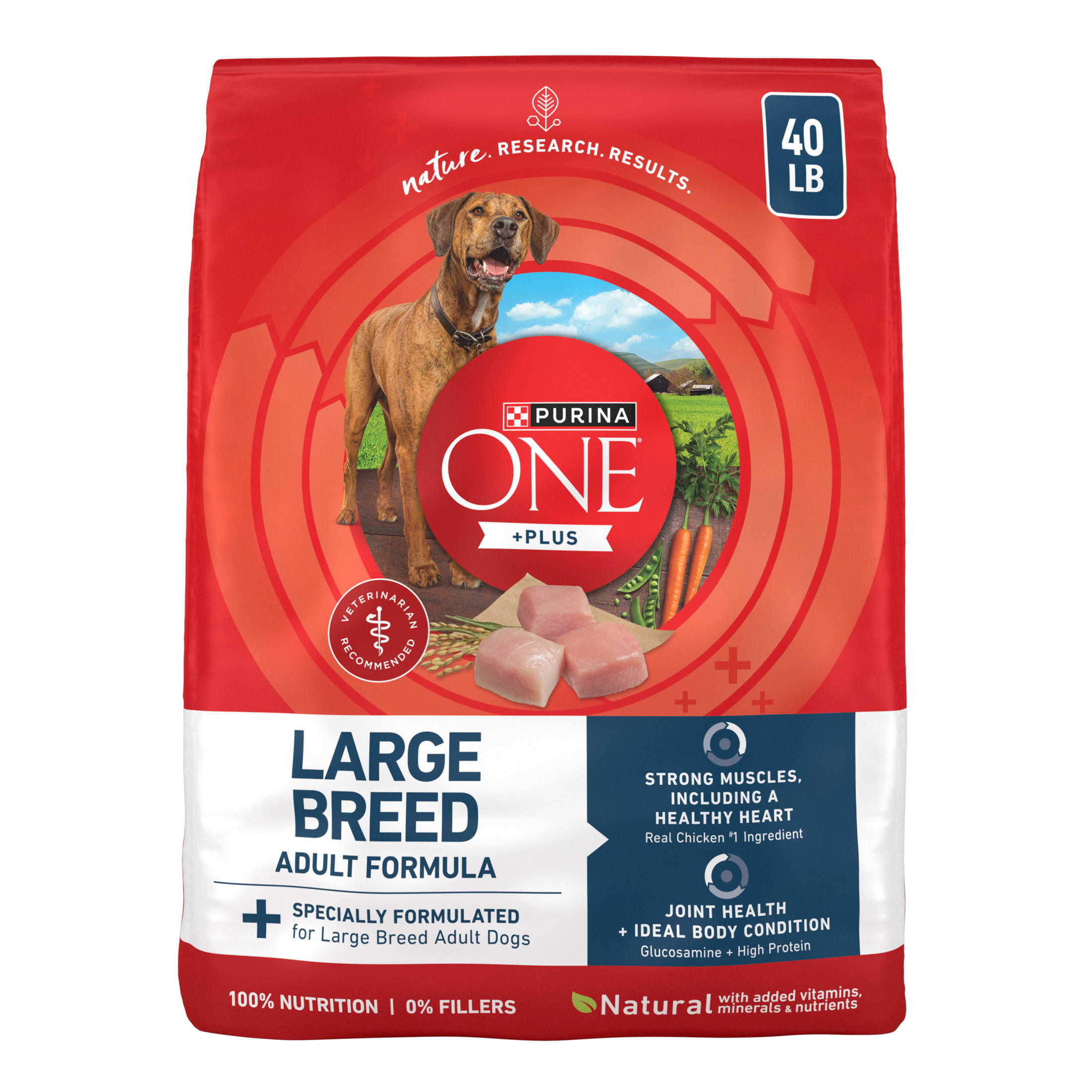 Purina ONE Plus Dry Large Breed Dog Food for Adult Dogs, Real Protein Rich Natural Chicken Flavor, 40lb Bag