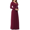 thumbnail image 3 of Asklazy Women's Long Sleeve Loose Plain Maxi Dresses Casual Long Dresses with Pockets,Mother's Day,Long Sleeve Wine Red,L, 3 of 9