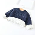 thumbnail image 3 of LIaqionyy Kids Sweaters Fall Winter Warm Thick Sweatshirts Fleece Lined Crew Neck Knit Sweater Tops, 3 of 4