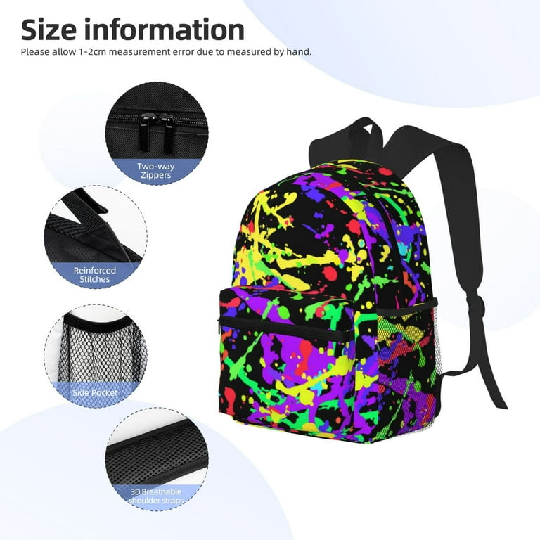 ★LOTSYOU★ lotsyouNostalgia Backpack Stripe PWTI5BAW530ONY Glow in Dark Splatter Neon Backpack Casual Bookbag