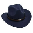 thumbnail image 1 of Sombrero de vaquero occidental, accesorio decorativo informal para fotos de verano, para adolescentes, bodas y compromisos. Azul marino, 1 of 9