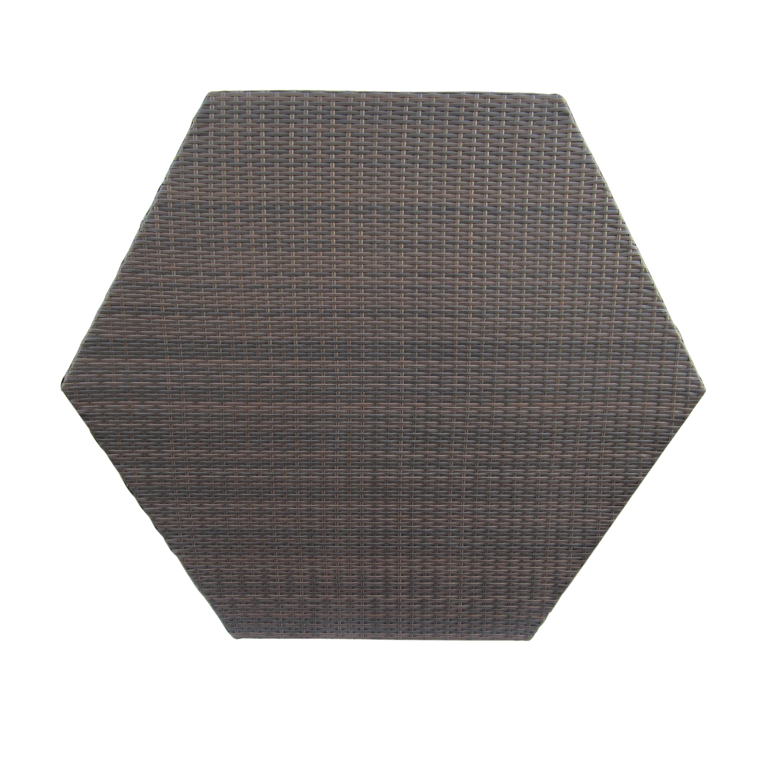 Outdoor 53-Inch Wicker Hexagon Dining Table, Multi Brown - image 7 of 9