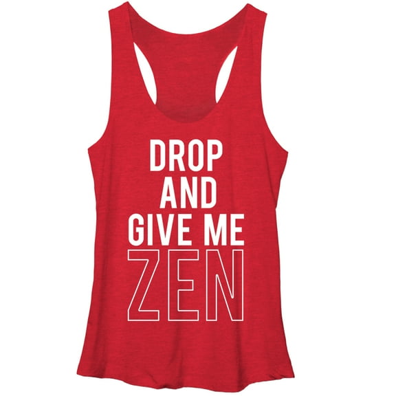 Women's CHIN UP Drop and Give Me Zen  Racerback Tank Top Red Heather Large