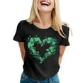 thumbnail image 1 of LUOGENLI T-shirts pour Femmes 2024 Mode Féminine Jour de la Saint-Patrick Imprimé Col Rond Manches Courtes Haut Décontracté t-Shirt (5) T-shirts pour Femmes Tee Graphique Saint-Valentin Noir TTG, 1 of 5