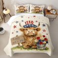 thumbnail image 2 of Manfei Kawaii Highland Cattle Bed Spread Queen,Cute Stars Floral Queen Coverlet Set,Brown Red,3pcs, 2 of 7