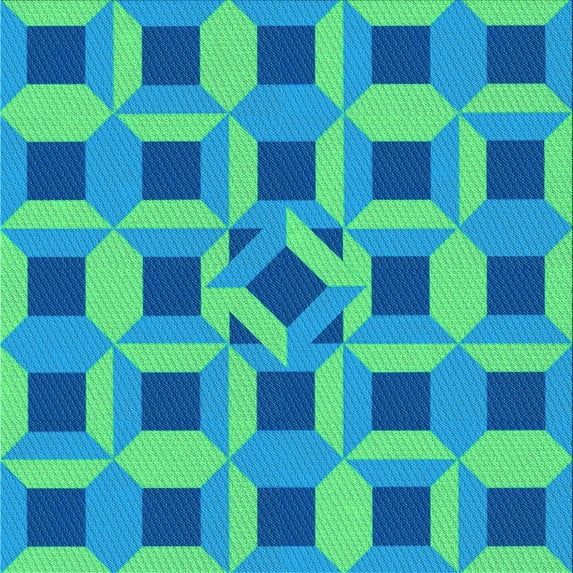 Ahgly Company Indoor Square Patterned Neon Blue Area Rugs, 4' Square