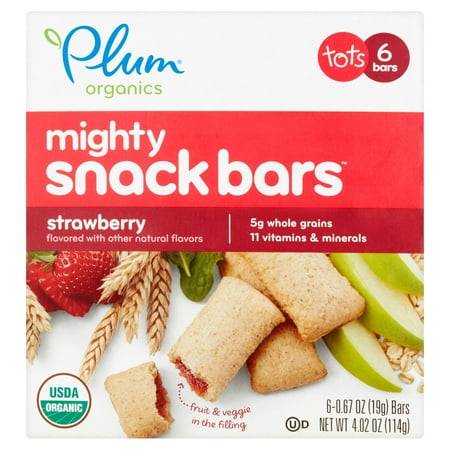 Plum Organics Mighty 4 Strawberry with Spinach Essential Nutrition Bar, 0.67 oz, 6 count (Pack of 8)