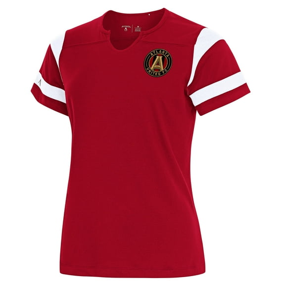 Women's Antigua Red Atlanta United FC Encounter Notch Neck T-Shirt