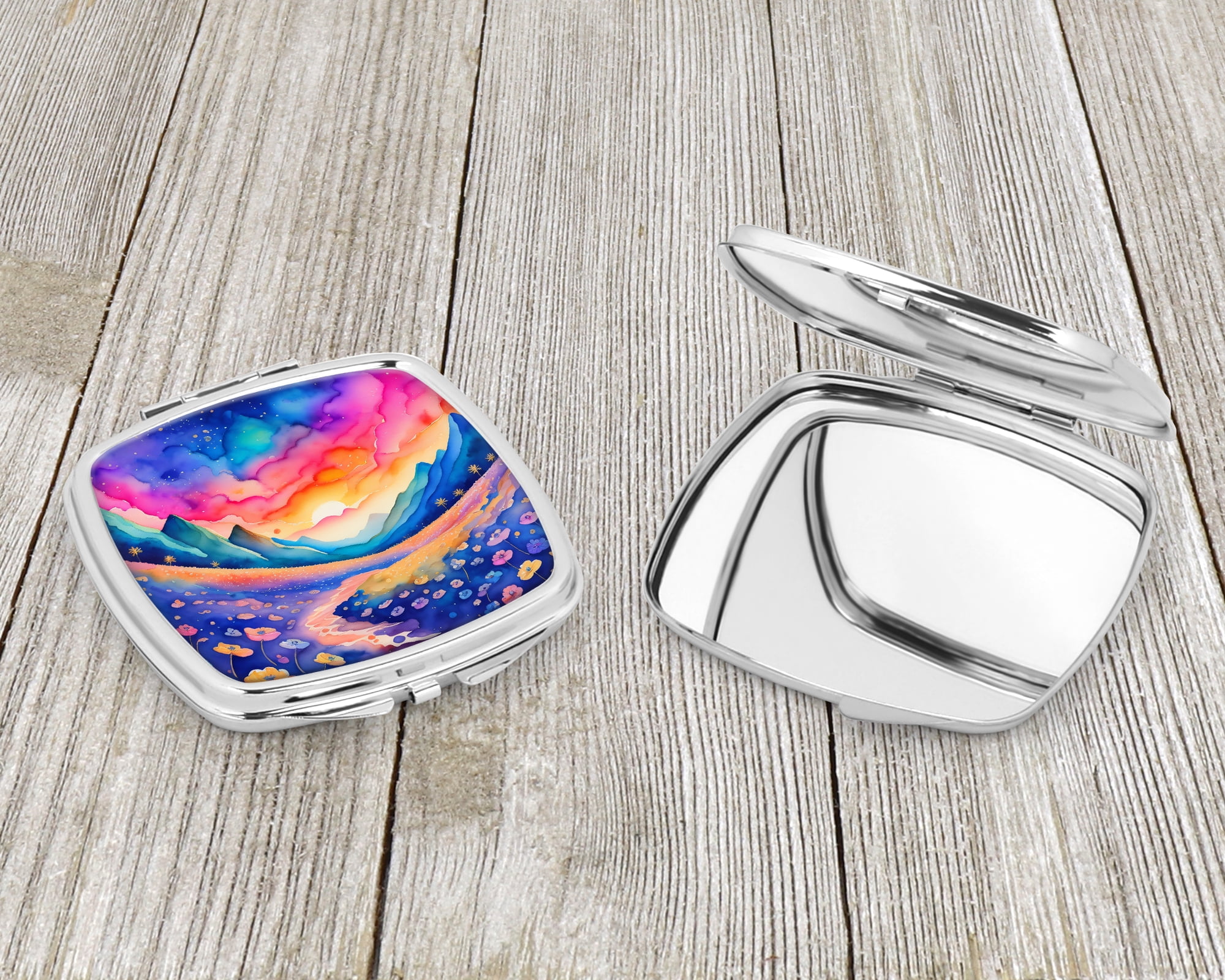 Colorful Periwinkles Compact Mirror 2.75 in x 3 in