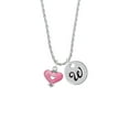 thumbnail image 2 of Delight Jewelry Silvertone Hot Pink Enamel Heart with Cutout Silvertone Script Initial Disc - W - Charm Necklace, 20"+3", 2 of 4
