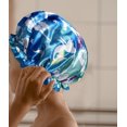 thumbnail image 6 of WIRESTER Blue Sea Mermaid Pattern Reusable Elastic Band Shower Caps, Adjustable Elastic Band Bath Cap, Waterproof Double Layer Satin Shower Cap for Women Hair Dry, 6 of 6