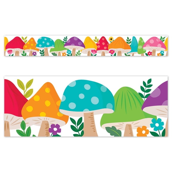 Woodland Friends Jumbo Mushrooms EZ Border By Creative Teaching Press