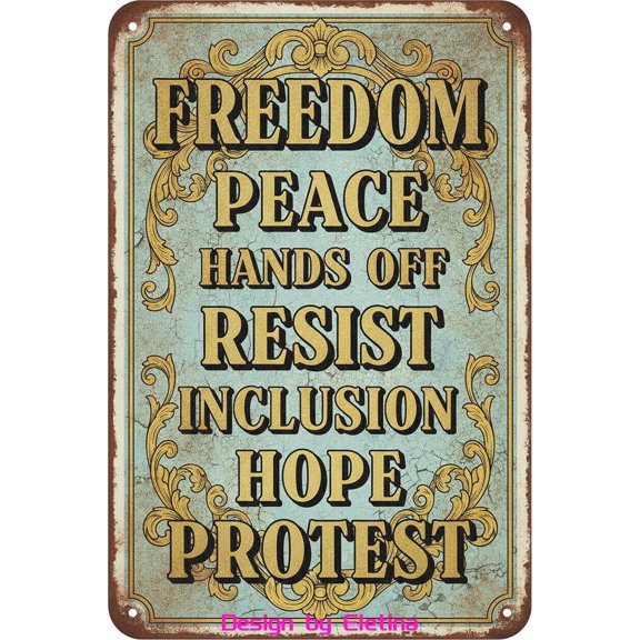 Retro Metal Tin Sign Hands Off Protest S,social Security And Medicare Protest,S Resist,Style Protest Bedroom Decors Birthday Accessories Gifts 8" X 12" Home Club bar Wall Art Decor Tin Sign