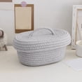 thumbnail image 4 of Decorative Jute Baskets with Lids, Furenl Oval Lidded Basket for Organizing Natural Cotton Rope Lidded Basket with Handles Lidded Storage Basket, Grey, 4 of 4