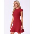 thumbnail image 2 of DARING DIVA Cap Sleeves Round Neck Tiered Ruffled Hem Dress M Red, 2 of 6