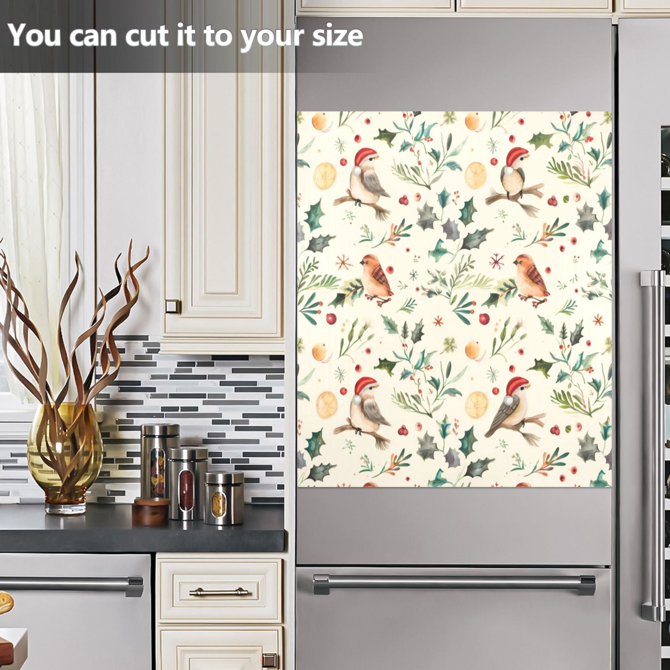 Dishwasher Magnetic Sticker 23x26 Inch Refrigerator Magnetic Sticker Washing Machine Magnetic Sticker Kitchen Panel Magnetic Sticker Home Decor Christmas Bird