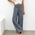 thumbnail image 4 of GUACER Womens Cargo Pants Smocked High Waist Wide Leg Trousers with Flap Pockets Outdoor Casual Loose Pants, 4 of 7