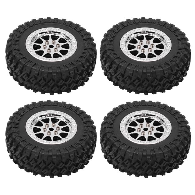 Roue de Pneu de Voiture de RC, Roue de Pneu de Voiture de Résistance à l'Usure RC 4PCS Excellente pour MN D90 D91 D96 D99 pour WPL B14 B24 C14 C24 R789BL Noir, R789S Argent