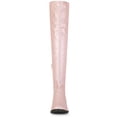 thumbnail image 6 of BLISSFUL STEP Women's Round Toe Block Heel Over Knee High Boots Bling Pink 9, 6 of 7